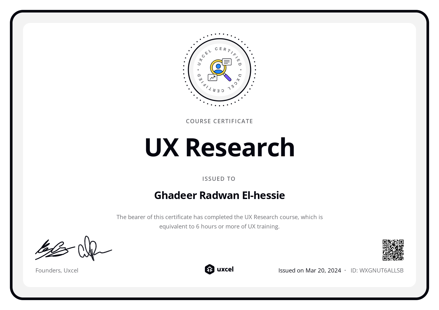 Ghadeer Radwan El-hessie's certificate